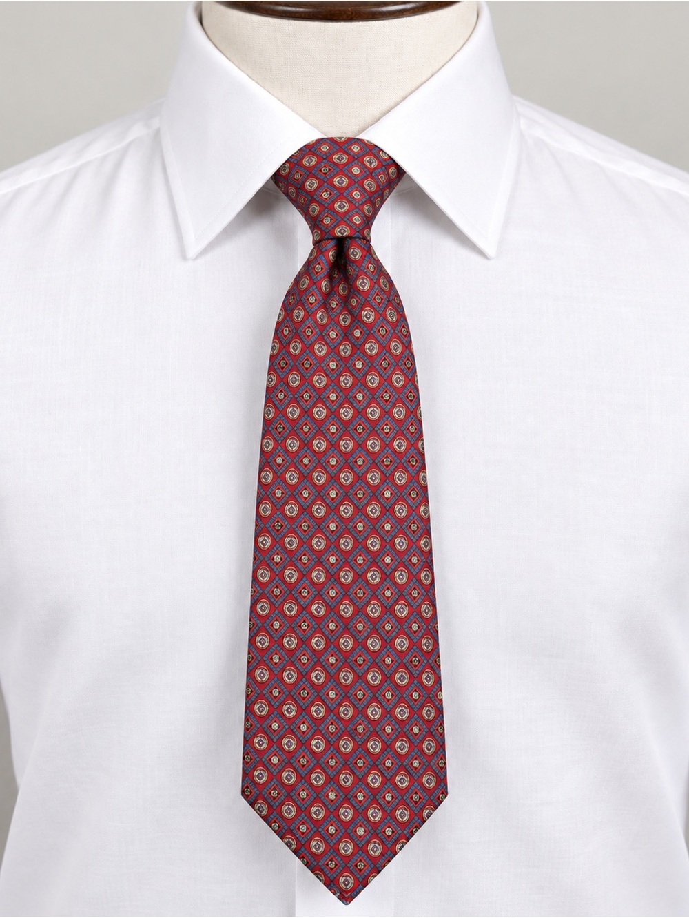 Liberty of London Red and Blue Geometric Silk Tie